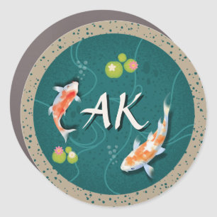 Custom Monogram Koi Pond Japanese Water Garden Car Magnet