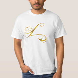 Custom Monogram L Faux Gold Foil Monograms Initial T-Shirt