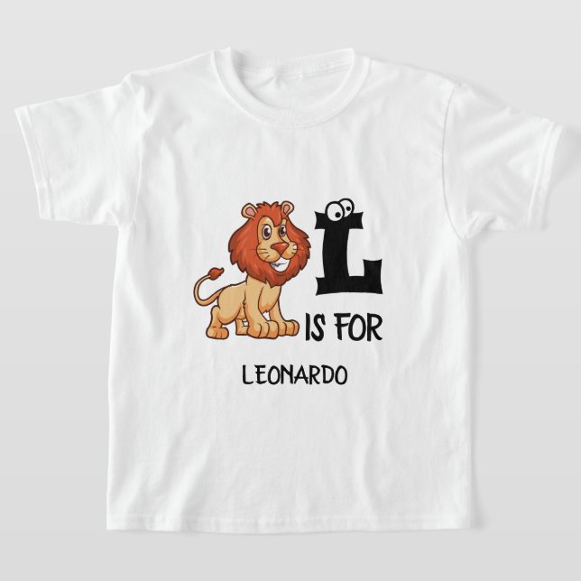 Custom monogram L is for lion cute big cats T-Shirt (Laydown)
