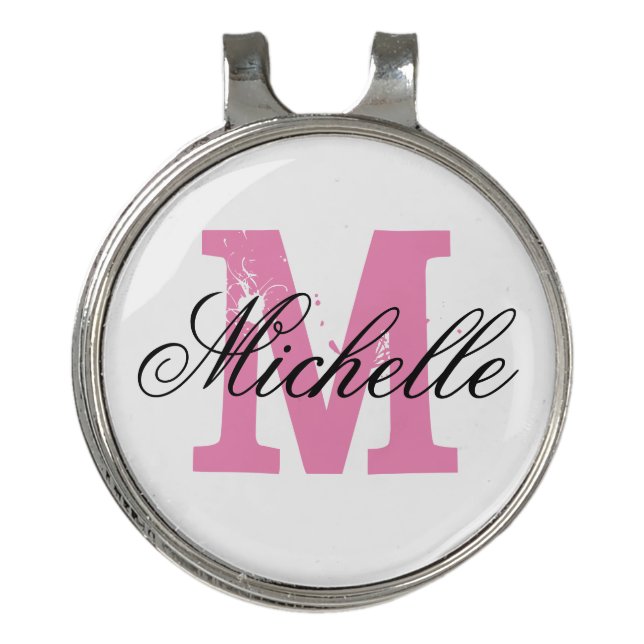 Custom monogram ladies golf hat clip ball marker (Front)