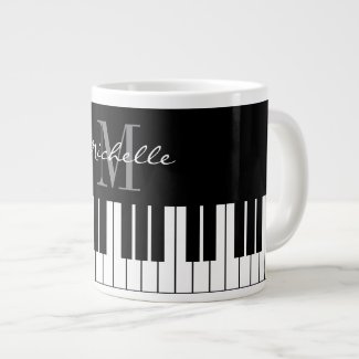 Custom monogram large jumbo mug for piano player