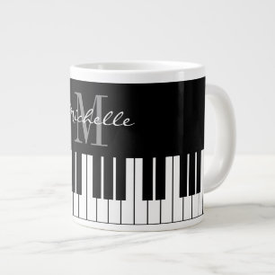 Custom monogram large jumbo mug for piano player