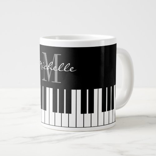 Custom monogram large jumbo mug for piano player