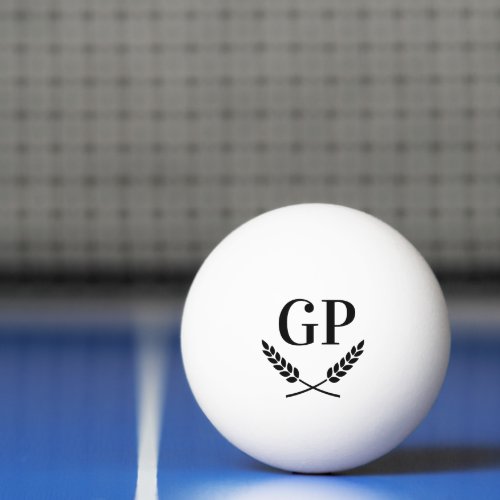 Custom monogram laurel crest logo ping pong ball