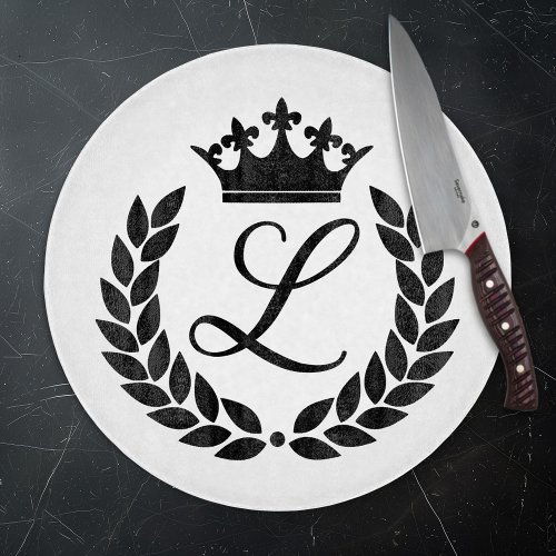 Custom Monogram Laurel Leaves  Crown Cutting Board