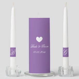 Custom monogram lavender purple unity candle set