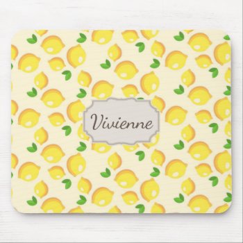 Custom Monogram Lemon Pattern Mouse Pad by ReligiousStore at Zazzle