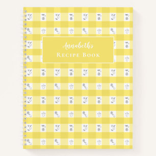 Custom Monogram Lemon Plaid Recipe Book