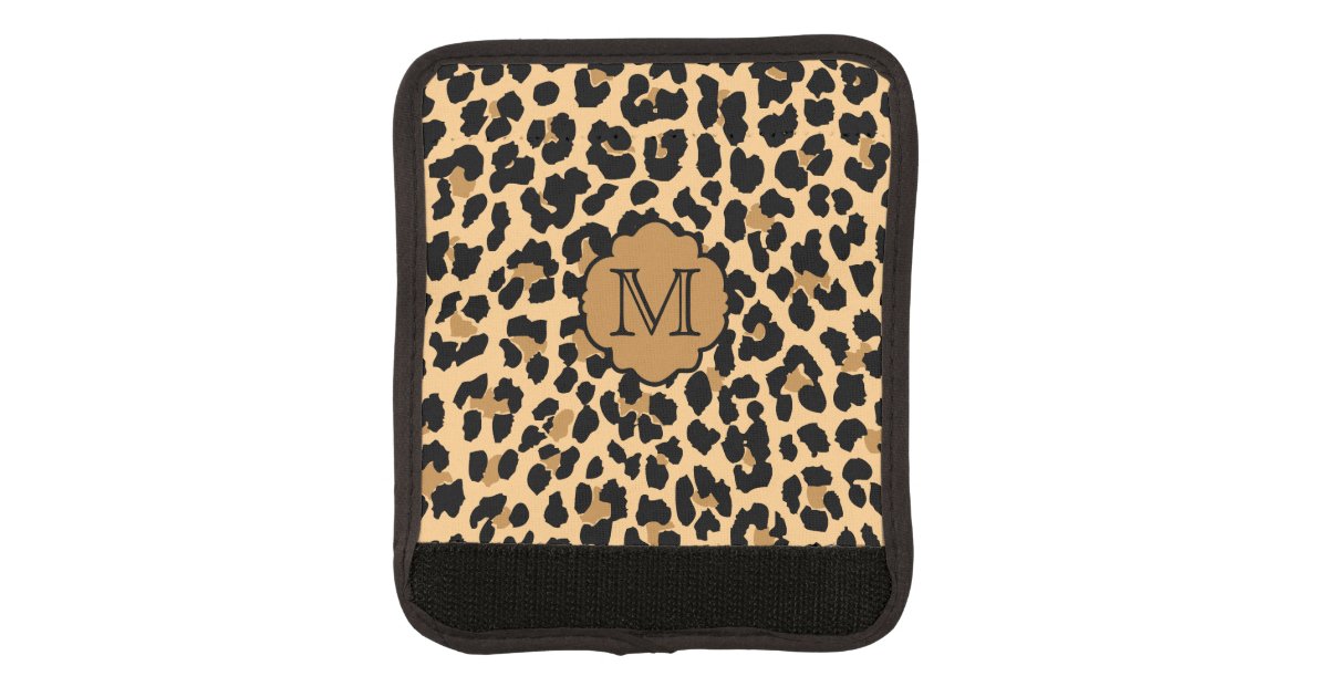Custom Monogram Leopard Luggage Bag Handle Wrap Zazzle Com