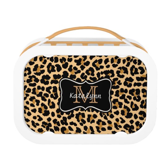 Custom Monogram Leopard Print Lunch Box Custom Monogram Leopard Print Lunch Box