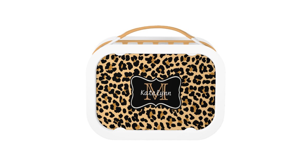 Custom Monogram Leopard Print Lunch Box Zazzle Custom Monogram Leopard Print Lunch Box