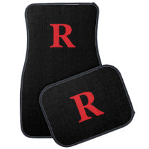 Custom Monogram Letter Black Red Car Floor Mats