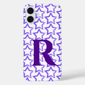 Custom Monogram Letter Pastel Purple Star Pattern 