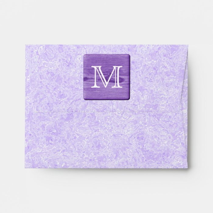 Custom Monogram Letter. Picture of Purple Wood. Envelopes