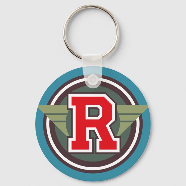 Custom Monogram Letter "R" Initial Keychain (Front)