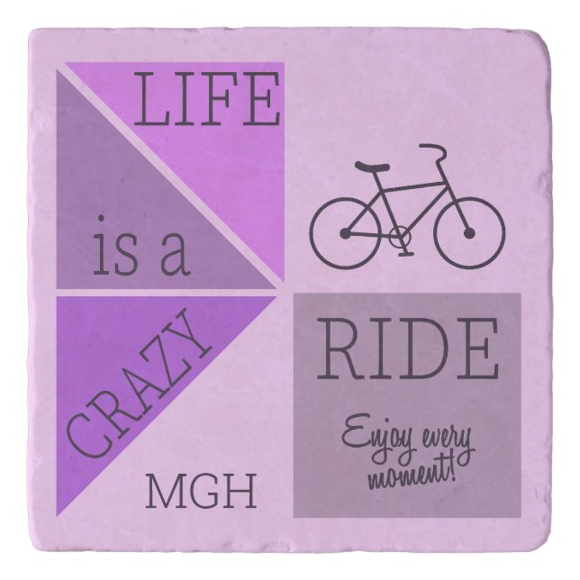 Custom Monogram Life is a Crazy Ride Trivet (Front)