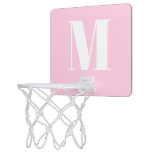 Custom monogram light pink initial modern mini basketball hoop
