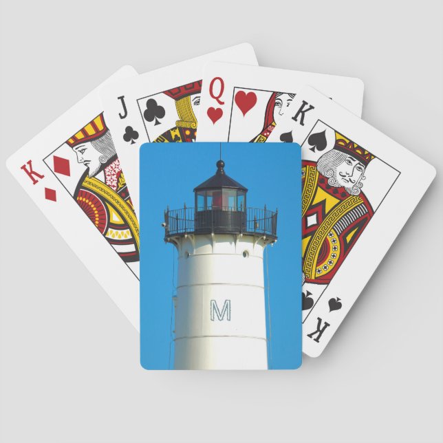 Custom Monogram Lighthouse Poker Cards (Back)