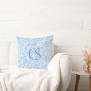 Custom Monogram Lilac Flower Petal Organic Shape Throw Pillow