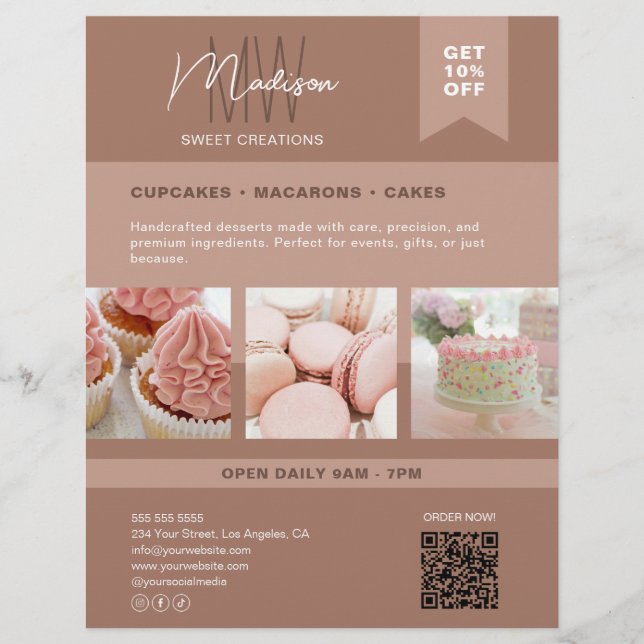 Custom Monogram Logo Bakery Flyer (Front)