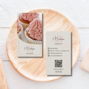 Custom Monogram Logo Bakery QR Business Card