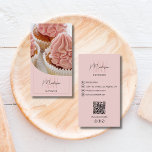 Custom Monogram Logo Bakery QR Pink Business Card