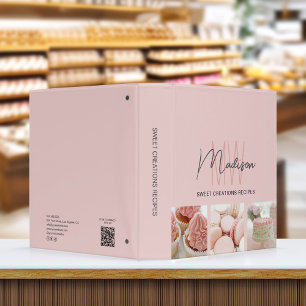 Custom Monogram Logo Bakery Recipe 3 Ring Binder