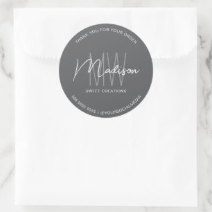 Custom Monogram Logo Gray Bakery Sticker
