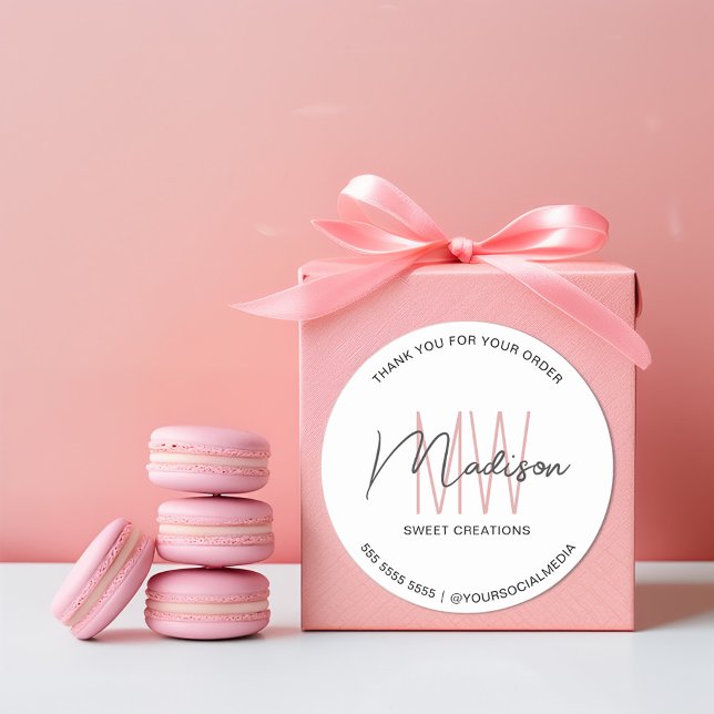 Custom Monogram Logo White Bakery Sticker (Custom Monogram Logo White Bakery Sticker)