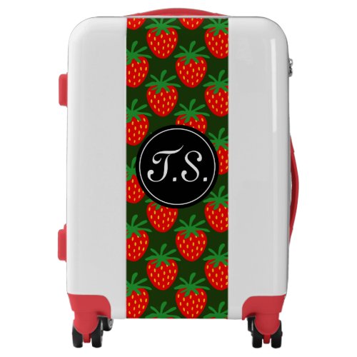 Custom monogram luggage red strawberry suitcase