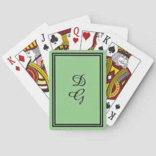 Custom monogram Lulumama mint green, black letters Poker Cards