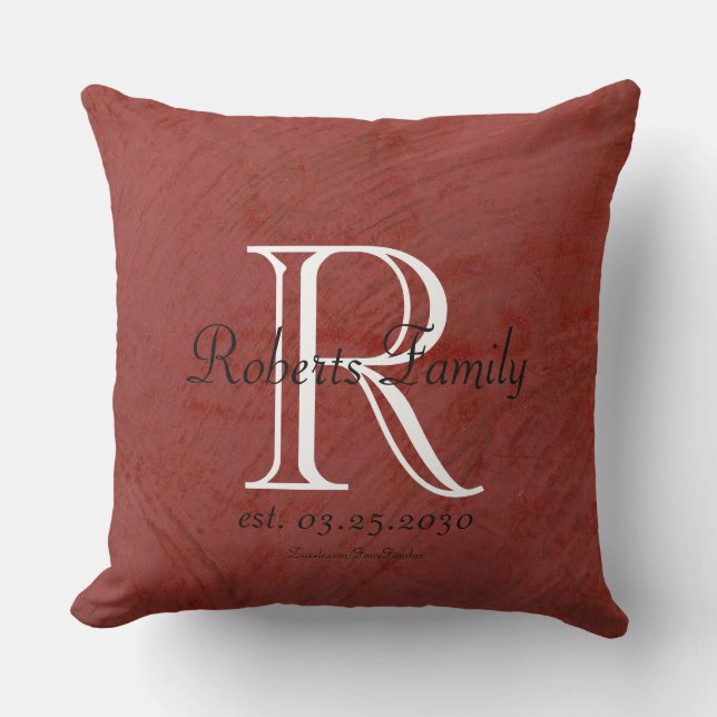 Custom Monogram Luxury Throw Pillow (Front)
