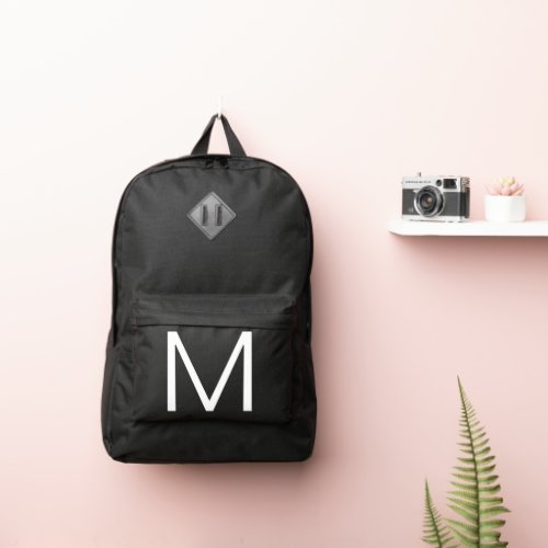 Custom Monogram M Black and White Monogrammed Port Authority Backpack