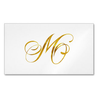 Custom Monogram M Faux Gold Foil Monograms Initial Business Card Magnet