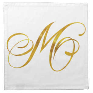 Custom Monogram M Faux Gold Foil Monograms Initial Napkin