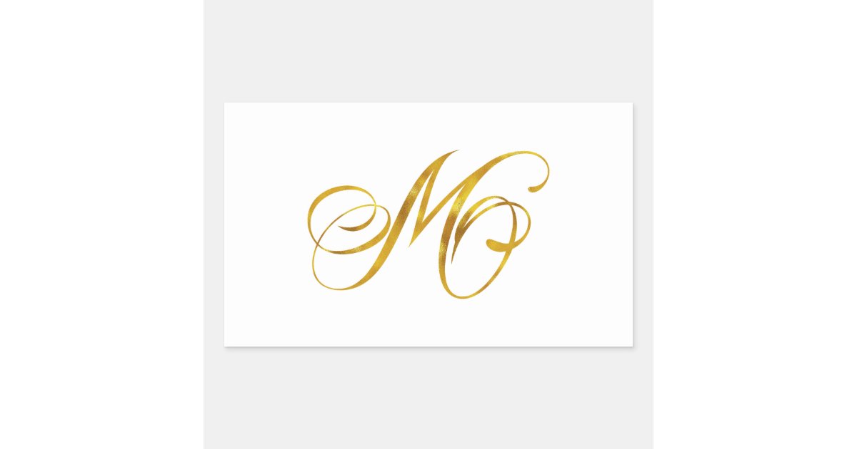 Custom Monogram M Faux Gold Foil Monograms Initial Rectangular Custom Monogram M Faux Gold Foil