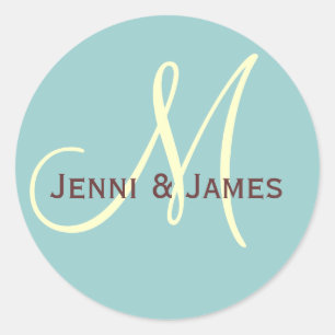 Custom Monogram M Wedding Favor & Envelope Sticker