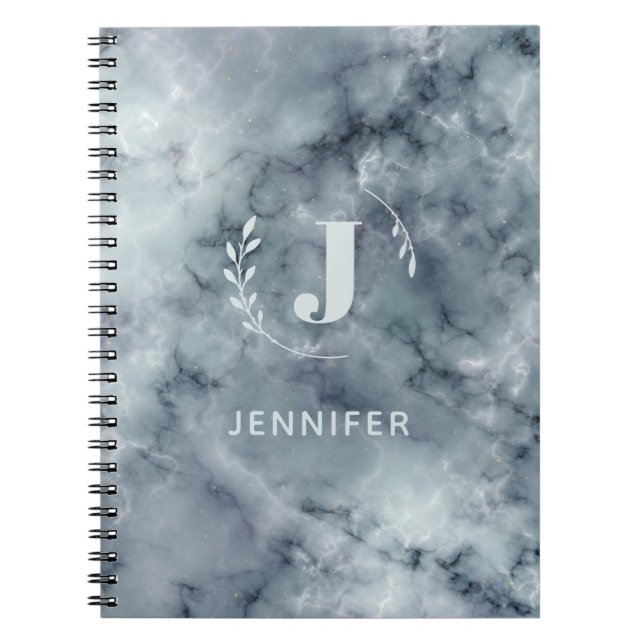 Custom Monogram Marble College-Ruled Notebook (Front)