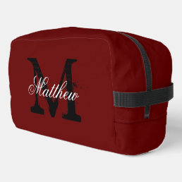 Custom monogram maroon red toiletry travel bag kit