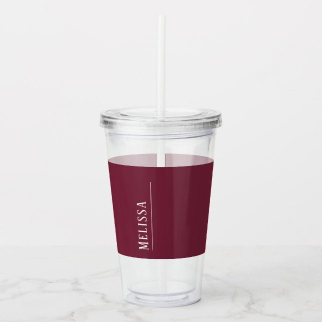 Custom monogram, mauve lavender color  acrylic tumbler (Front)