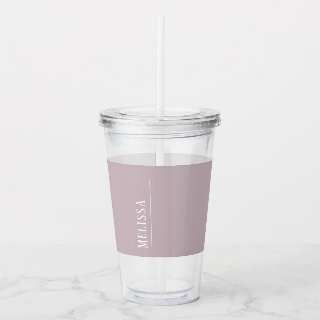 Custom monogram, mauve lavender color  acrylic tumbler (Front)