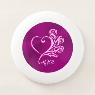 Custom monogram, Mauve Stylized Heart and Roses Wham-O Frisbee
