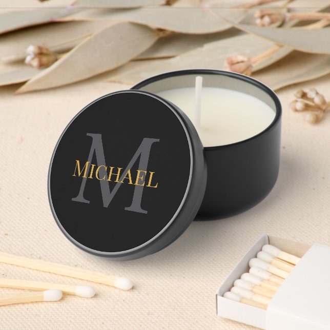 Custom Monogram Men Candle Hand Poured Soy Wax Mini Candle Favors (Insitu)