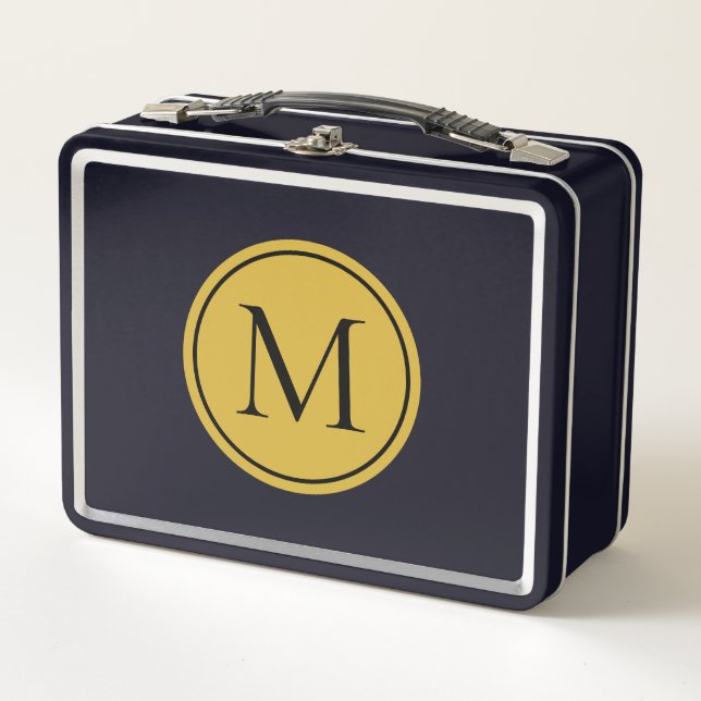 Custom Monogram Metal Lunch Box Stylish and Bold (Front)