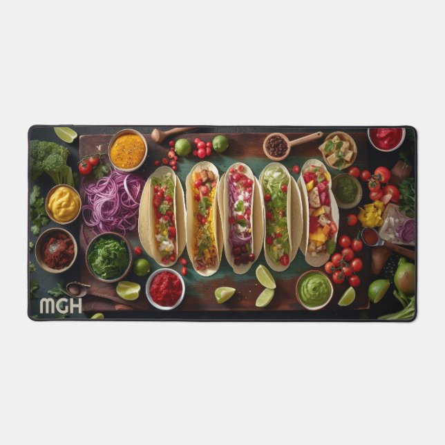 Custom Monogram Mexican Food Desk Mat (Front)
