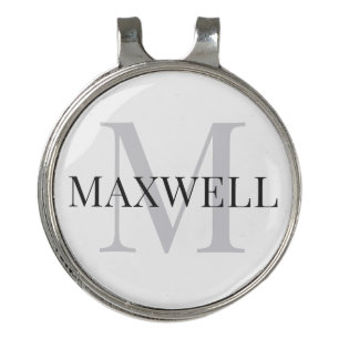 Custom Monogram Minimalist Black Grey Golf Hat Clip