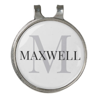 Custom Monogram Minimalist Black Grey Golf Hat Clip
