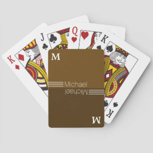 Custom Monogram Minimalist Brown Poker Cards