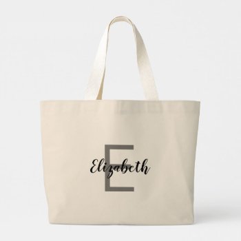 Custom Monogram Minimalist Simple Jumbo Tote Bag by ReligiousStore at Zazzle