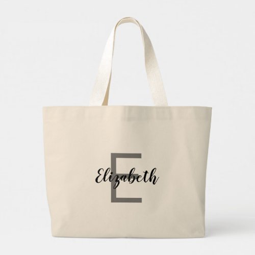 Custom Monogram Minimalist Simple Jumbo Tote Bag